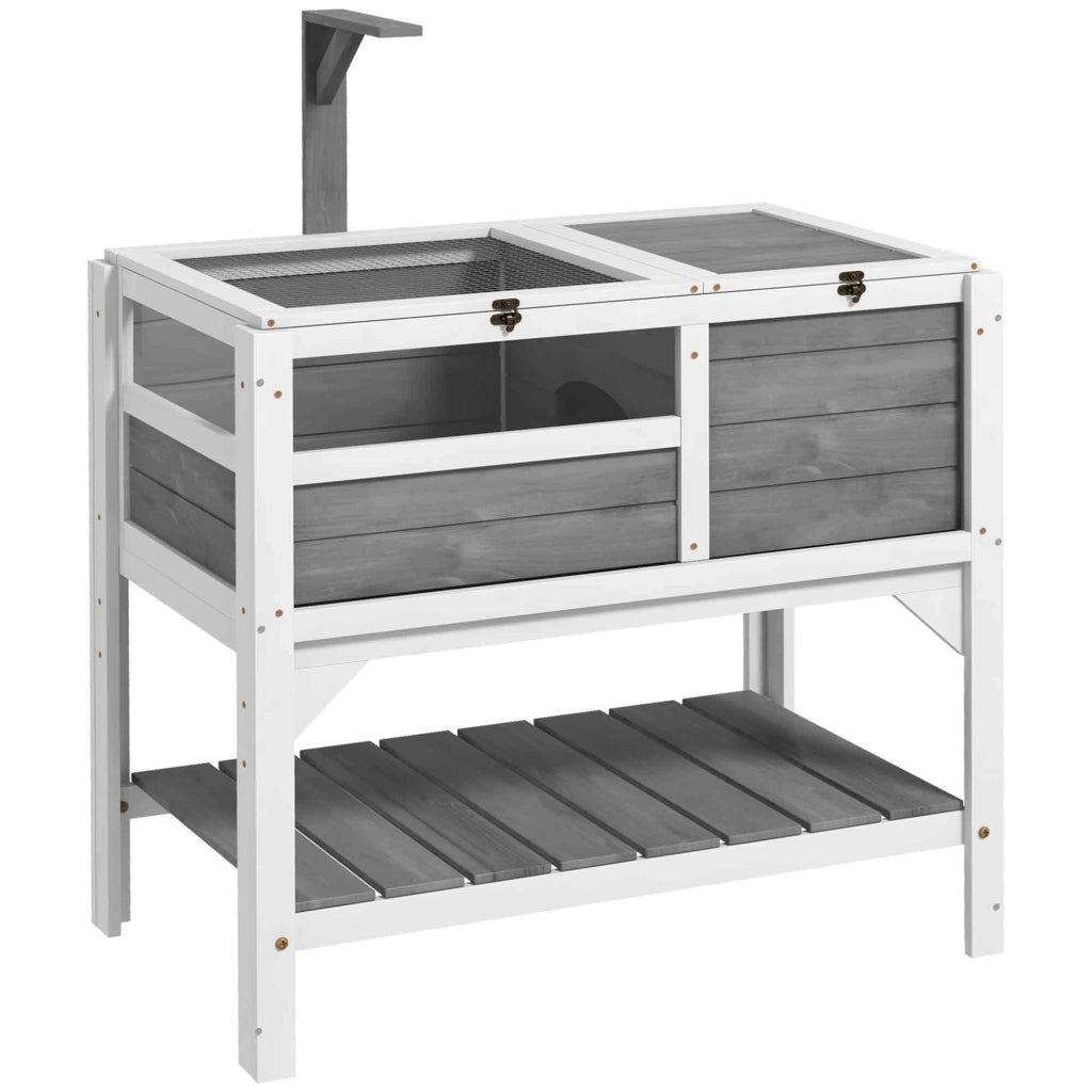 Recinto per tartarughe in legno massello con scaffale ¨C zephmum ¨C 84x51x103 cm