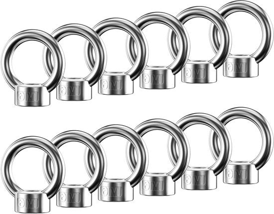 12 pezzi di bulloni a anello M6 in acciaio inossidabile 304 di bullone a occhio di bullone a anello occhielli bulloni a anello viti per accessori di sollevamento