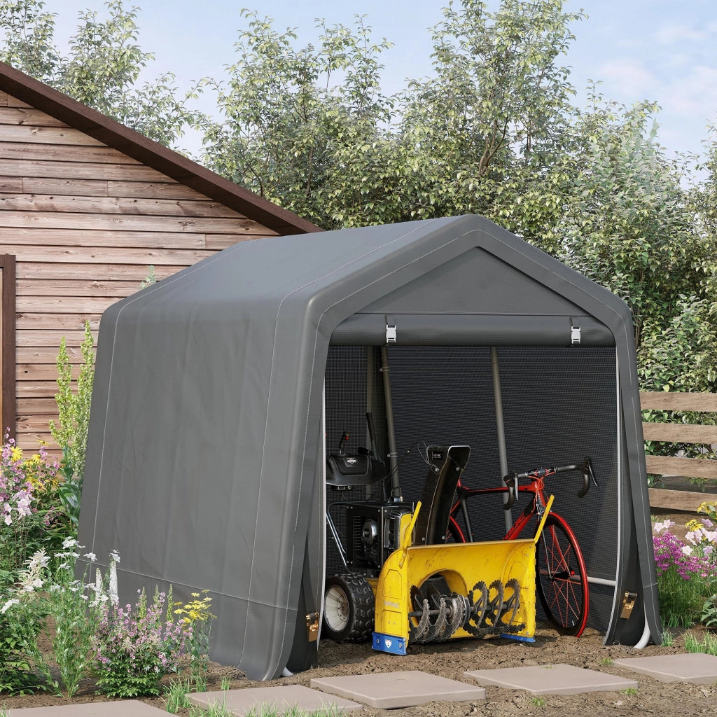 Tenda Garage 240x200x202 cm per Veicoli e Biciclette in Metallo e Tessuto PE Grigio Scuro
