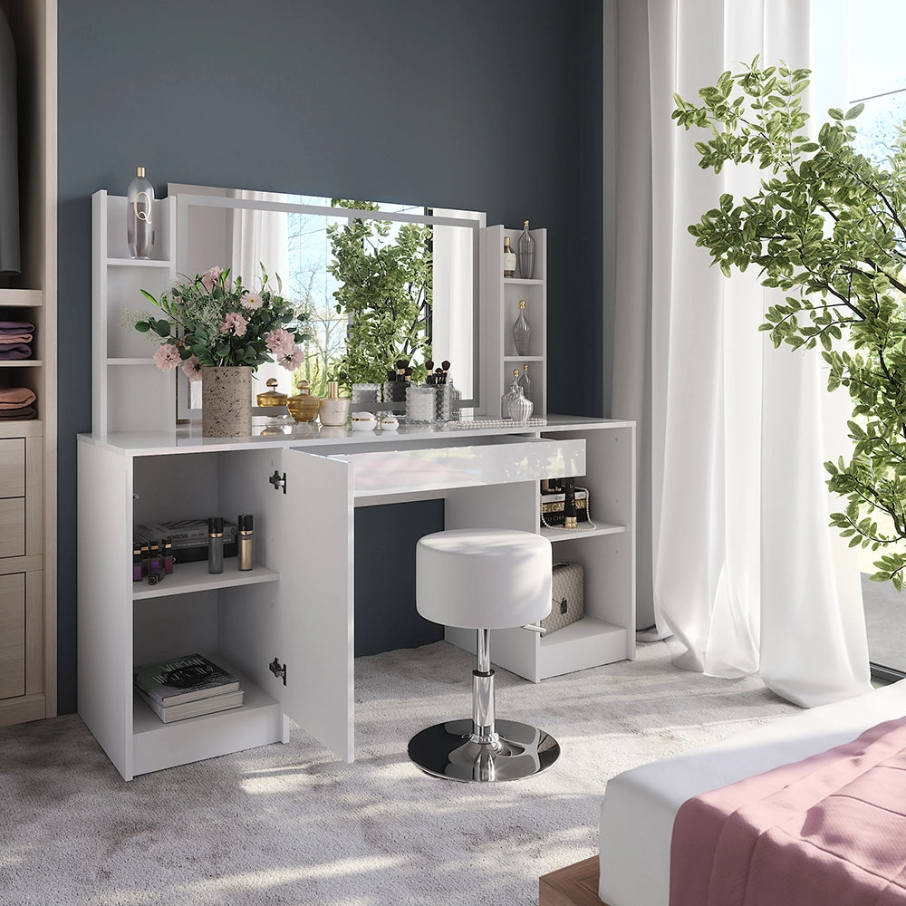 Vicco Tavolo da toeletta Bianco/bianco lucido 158.2 cm 5 parti
