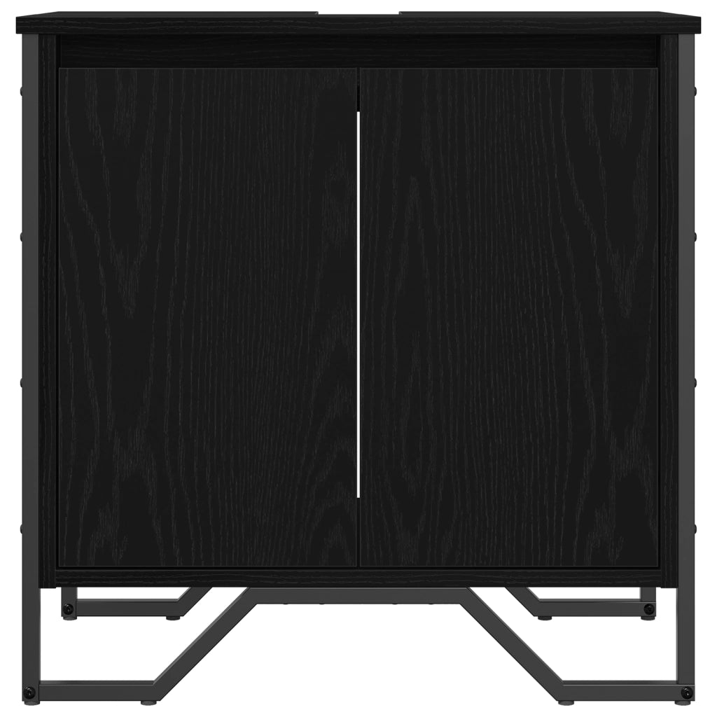 Mobile per Lavabo da Bagno Rovere Nero 60x35x60 cm Legno Ingegnerizzato
