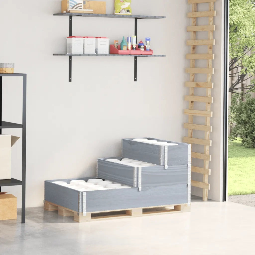 Fioriera Rialzata a 3 Livelli Grigia 120x80 cm Legno di Pino 4010311