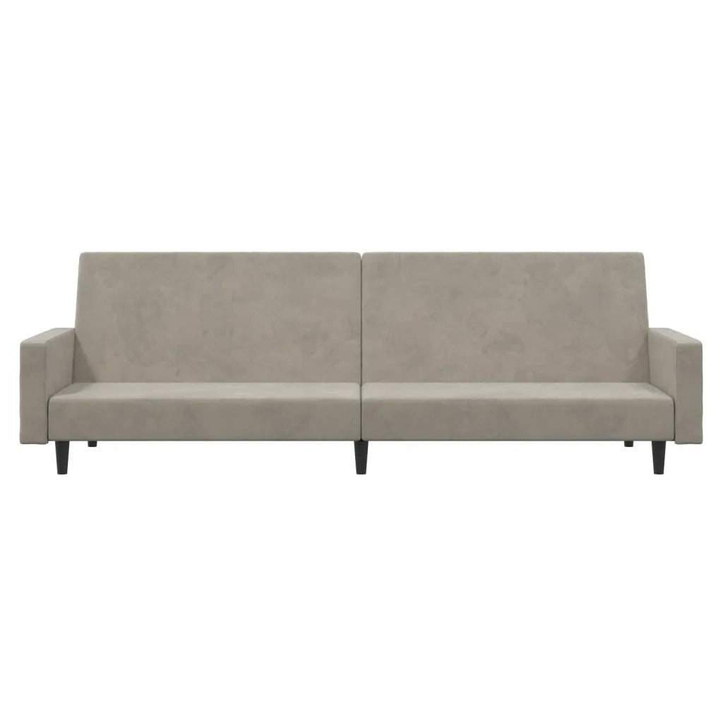 Divano Letto a 2 Posti Grigio Chiaro in Velluto 375737