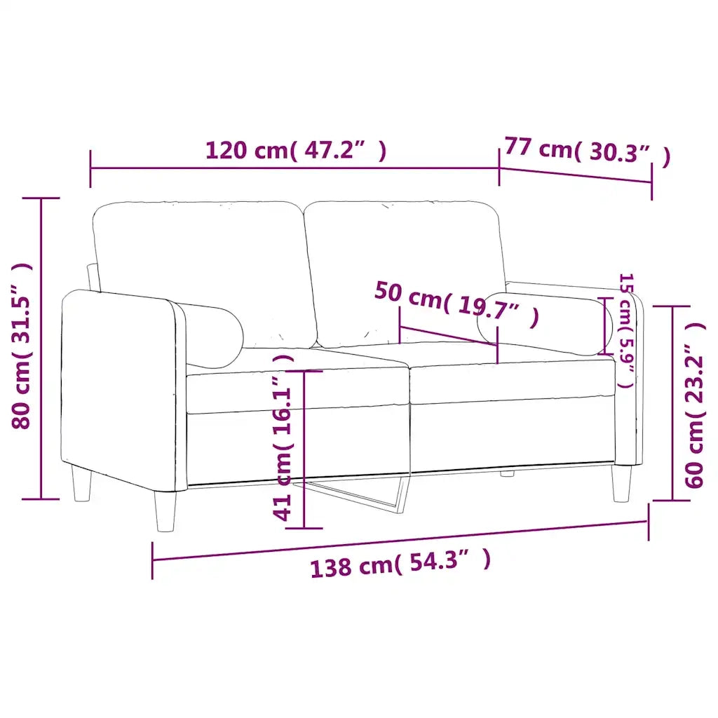 Divano | Divano da soggiorno | Sofa a 2 Posti con Cuscini Giallo 120 cm in Velluto