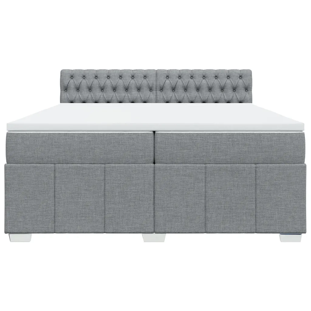 Giroletto a Molle con Materasso Grigio Chiaro 200x200cm Tessuto