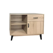 MOBILE MODERNO IN LEGNO CON 2 RIPIANI, 1 ANTA E CASSETTO COLORE ROVERE DIMENSIONI 94X38X74 CM