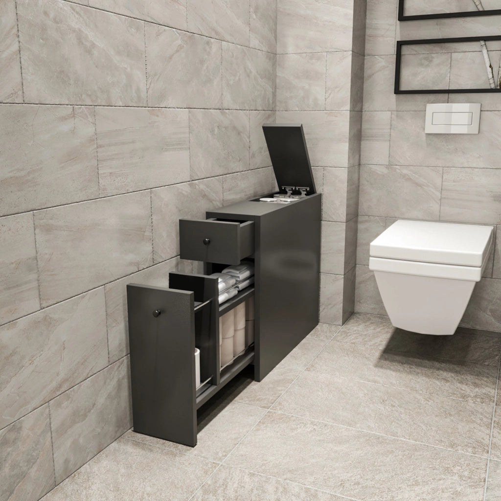 Mobile bagno in legno "Calencia" - 60 x 19 x 55 cm - Grigio antracite