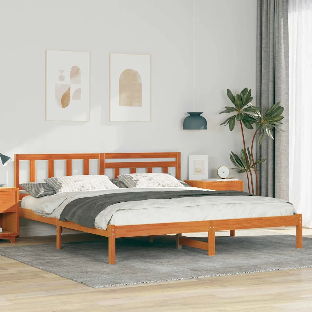Struttura del letto Marrone cerato 200 x 200 cm Pino massello 872220