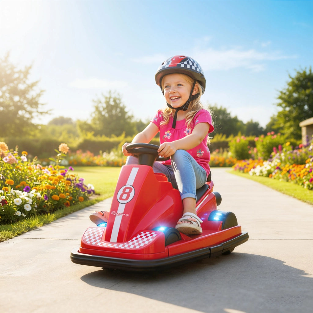Auto Elettrica Bambini 6V con Rotazione 360' ¨C zephmum ¨C 74x53x48cm Rosso