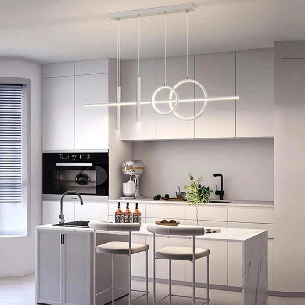 Trade Shop - Lampadario Sospeso Con Anelli Punto Luce Cilindri Luce 6500k 4000k 3000k Lp-42b -