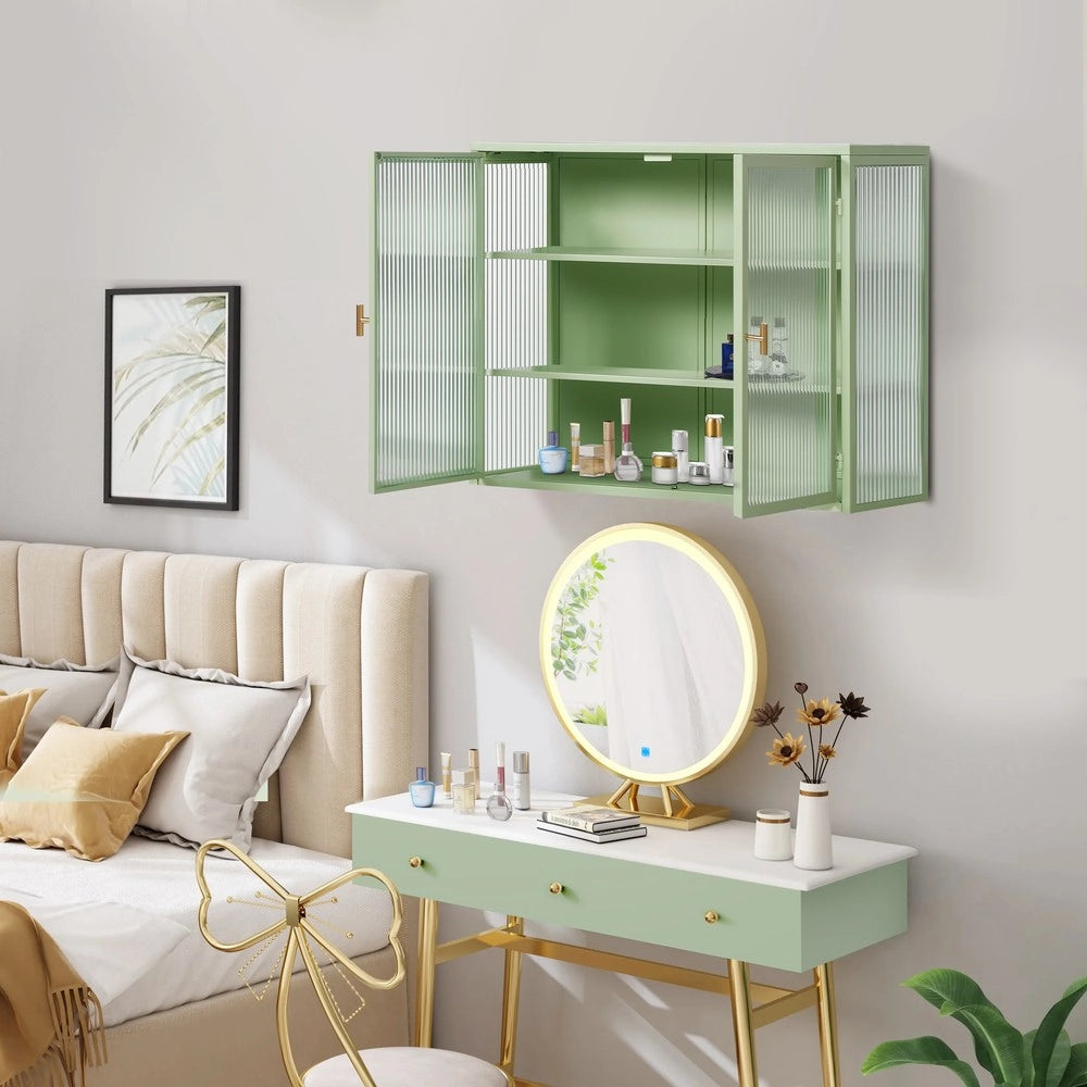 Armadio a Muro 2 Ante in Vetro con Ripiani ¨C MINIMAL ¨C Verde
