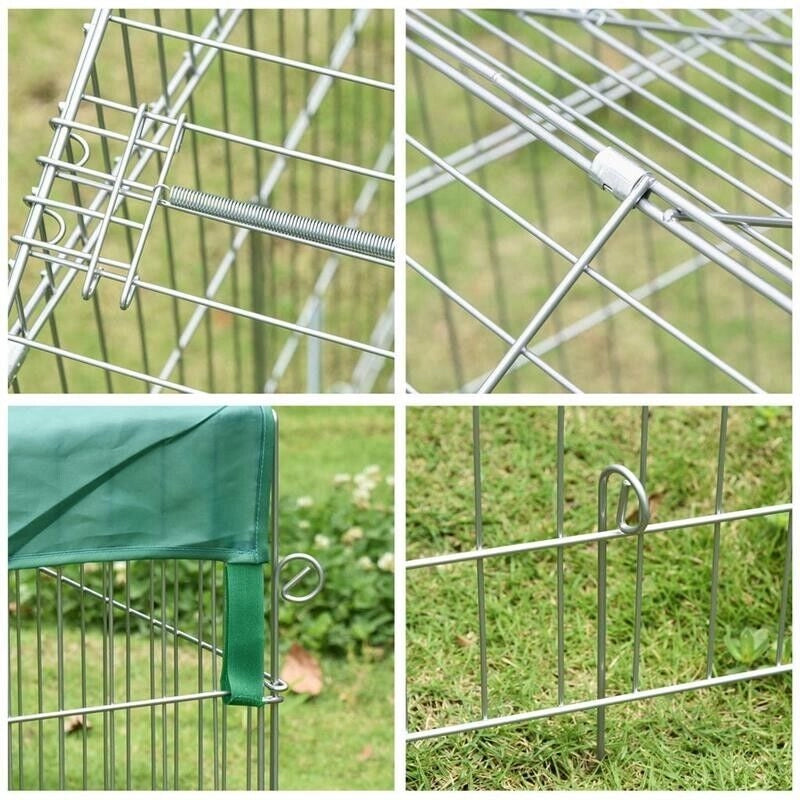 RECINTO PER ANIMALI CON TELO DI COPERTURA IN ACCIAIO CON PORTE, 220X103X103CM