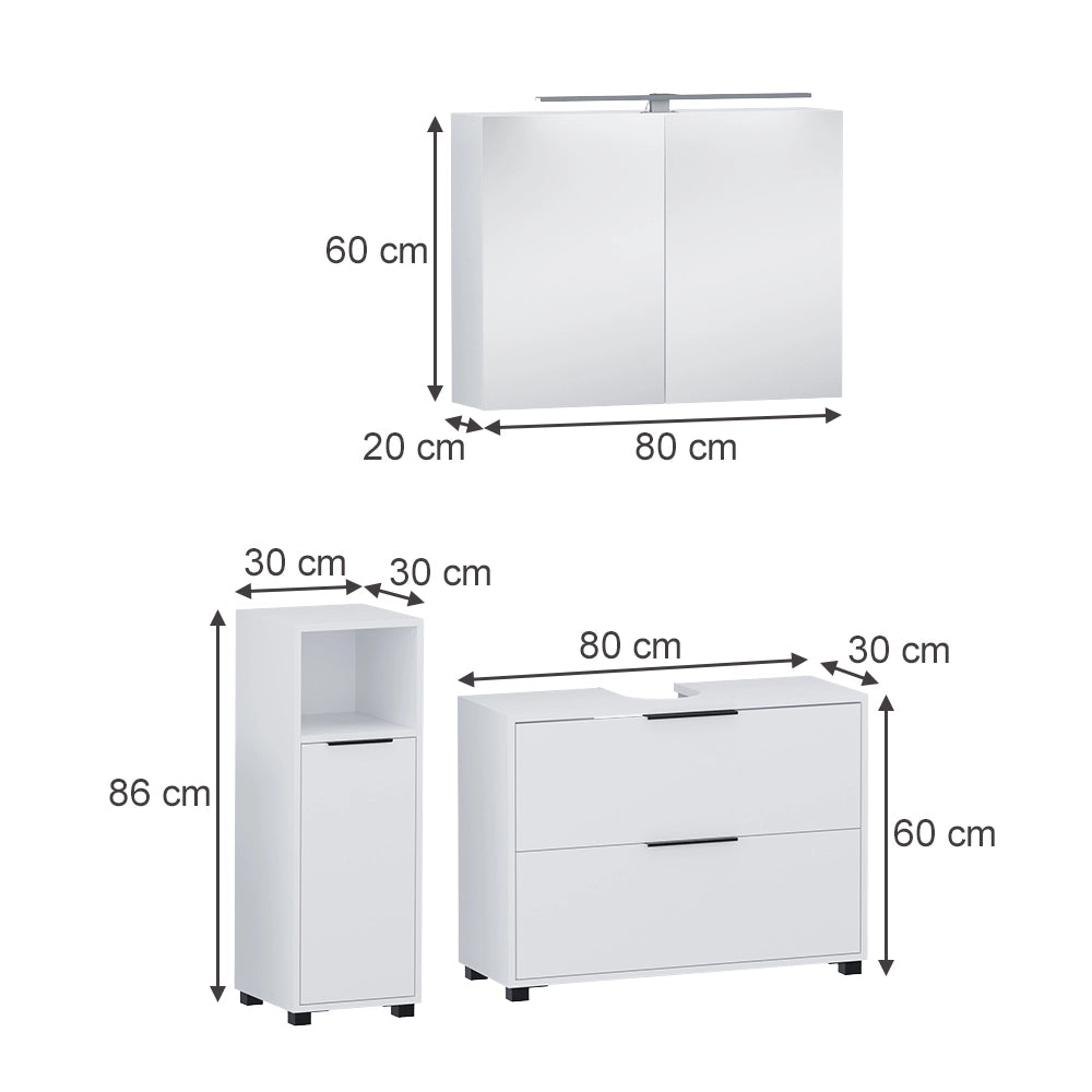 Vicco Set di mobili da bagno Bianco 3 parti