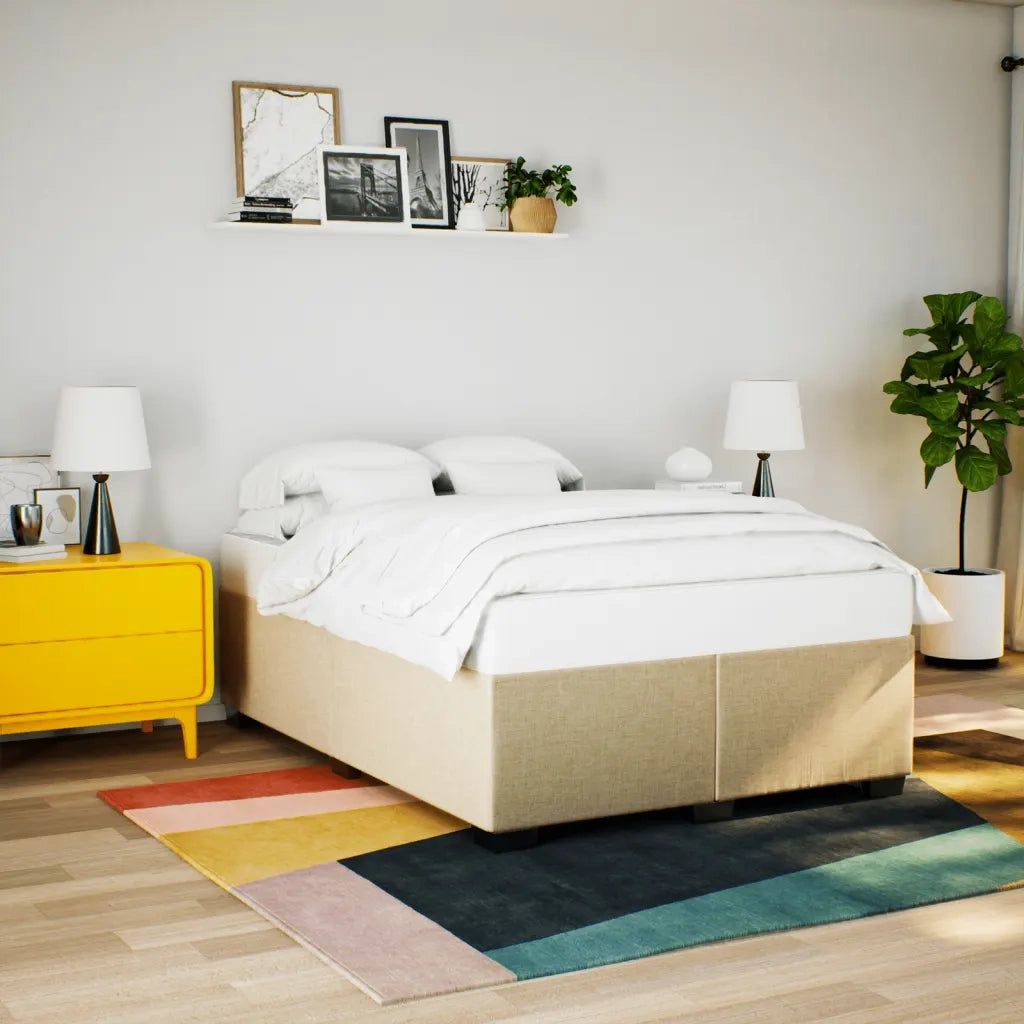 Giroletto a Molle con Materasso Crema 140x200 cm in Tessuto