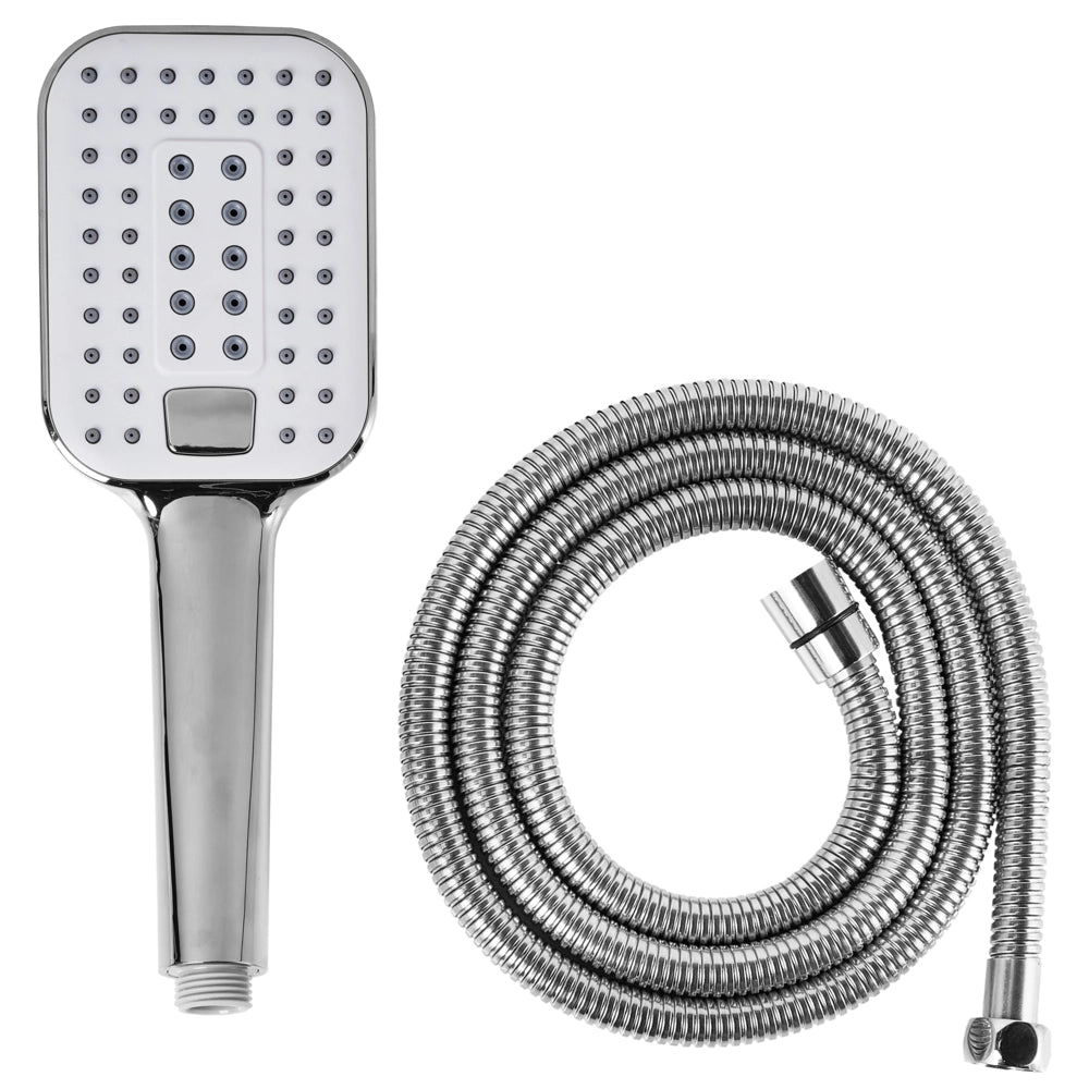 Soffione doccia con tubo flessibile in metallo argentato 4 modalità di spruzzo Moderno