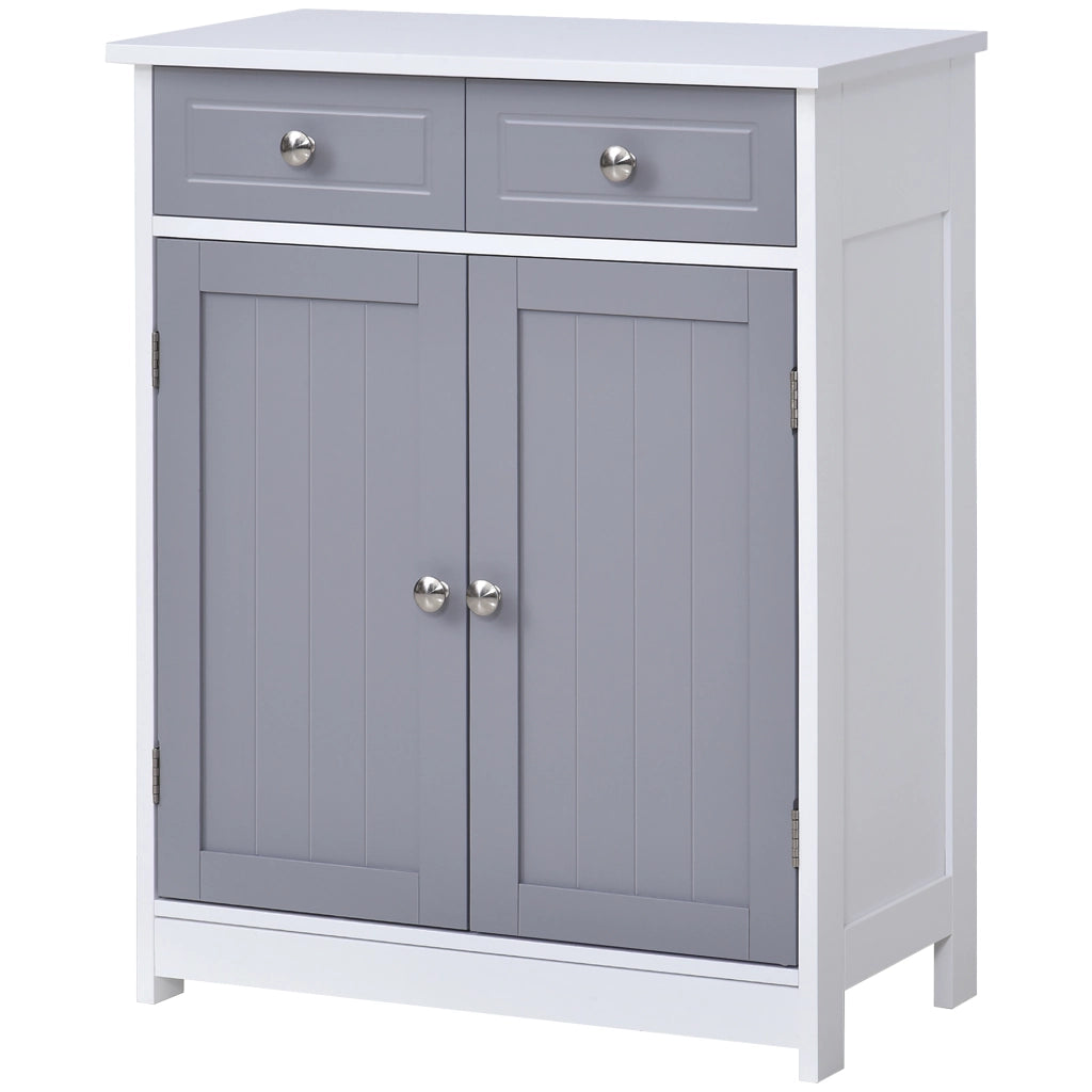 Mobile Bagno con 2 Cassetti e Ante ¨C Zephmum ¨C Grigio 60x30x75 cm