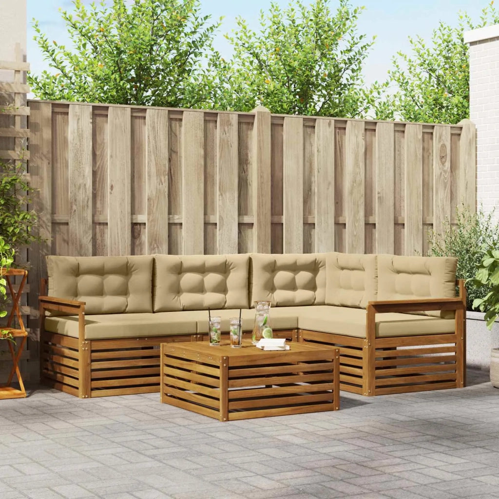 Set di divani da esterno con cuscino 5 pcs Naturale e Beige