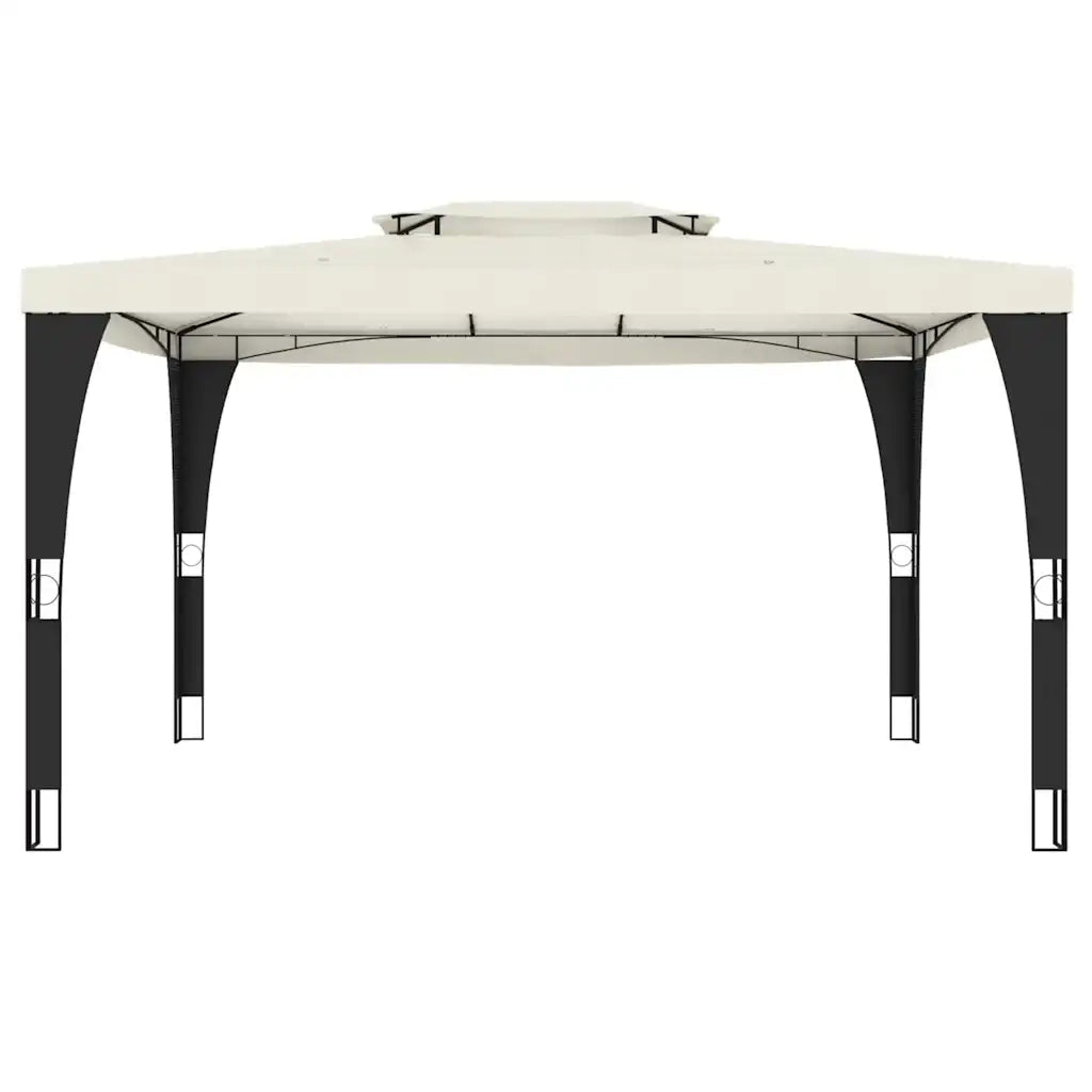 Gazebo con Tetto Doppio Crema 3,98x2,98 m in Acciaio 368442
