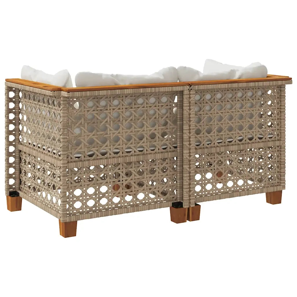 Divani Angolari da Giardino con Cuscini 2 Beige Polyrattan 365937