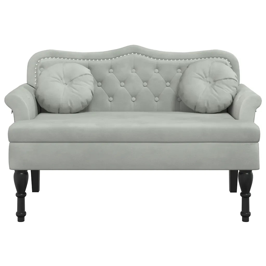 Panca con Cuscini Grigio Chiaro 120,5x65x75 cm Velluto CFW4660266