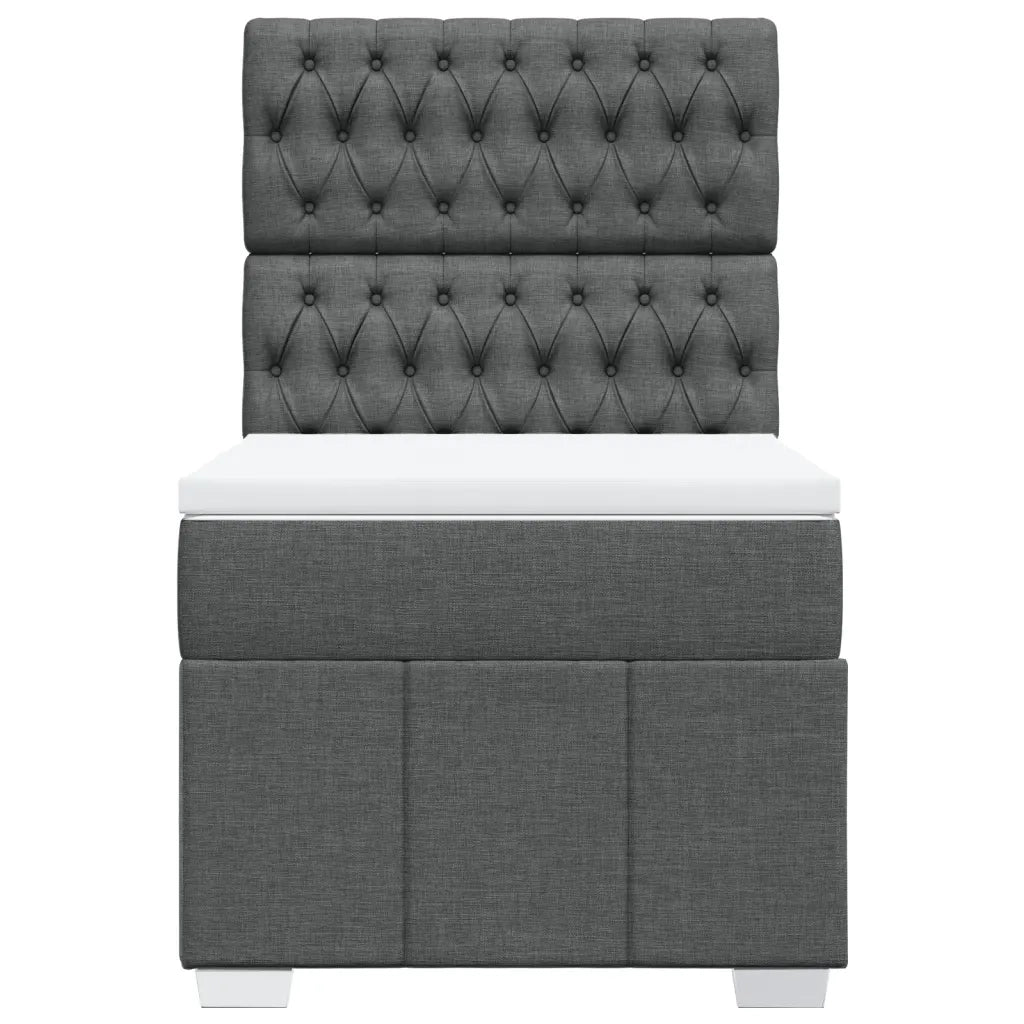 Letto singolo | Letto per adulti | Giroletto a Molle con Materasso Grigio Scuro 90x190 cm Tessuto