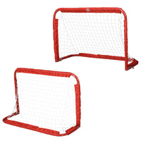 Set 2 Porte da Calcio Pieghevole da Esterno con 4 Picchetti 90x36x60 cm in Acciaio e Tetrolon Rosso