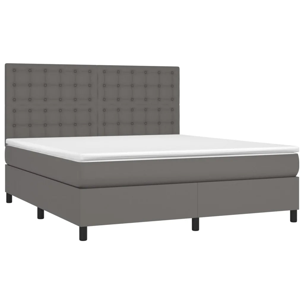 Giroletto Molle con Materasso e LED Grigio 180x200cm Similpelle 3135961