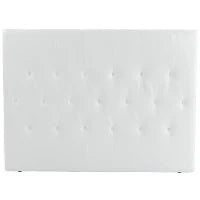 Testiera Letto Matrimoniale Imbottita con Design a Bottoni, in Pelle PU e MDF, 160x7x120 cm, Bianco