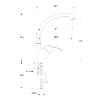 Miscelatore monoforo ottone cucina lisbona allungato erogazione orientabile *** finitura- cromo lucido, confezione 1