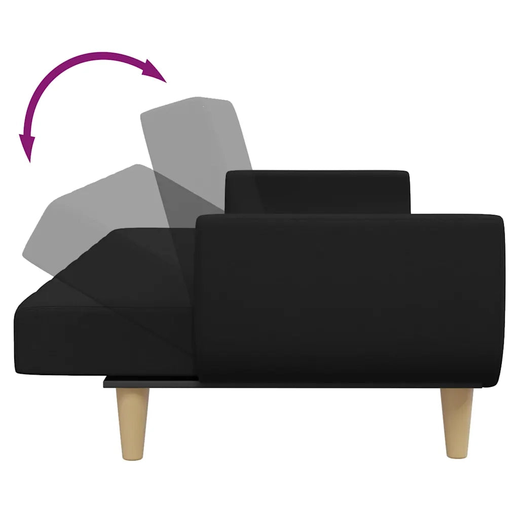 Divano Letto a 2 Posti con Poggiapiedi-Sofa Letto 2 Posti-Daybed Nero in Tessuto 924746