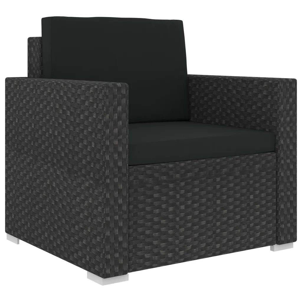 Set Divani da Giardino 12 pz con Cuscini in Polyrattan Nero 46750