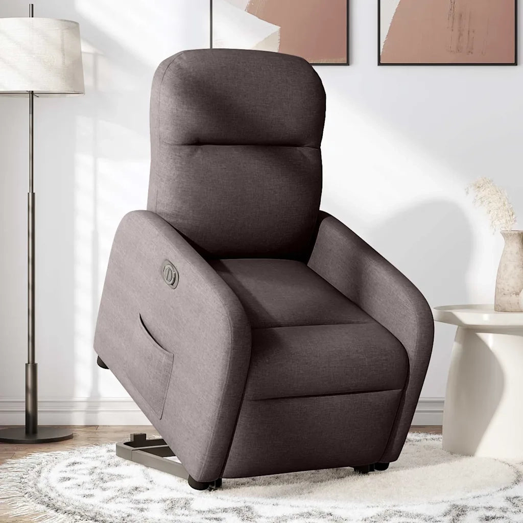 Poltrona Alzapersona Reclinante Elettrica Marrone Scuro Tessuto 3302997