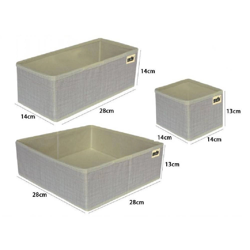 Trade Shop - Set 3 Pezzi Contenitore Scatola Organizer Salvaspazio Per Cassetti Armadi 59456 -