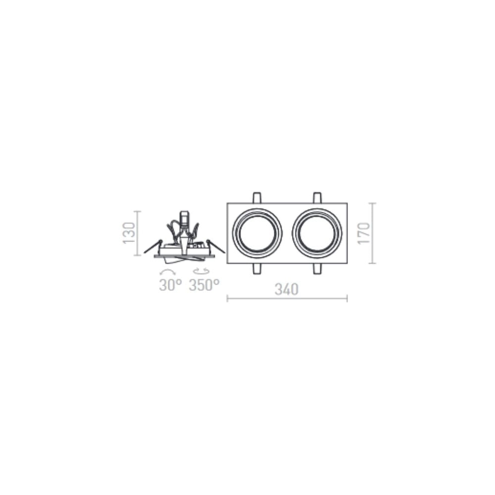 Faretto PASADENA G53 SQ II nero 12V G53 2x50W