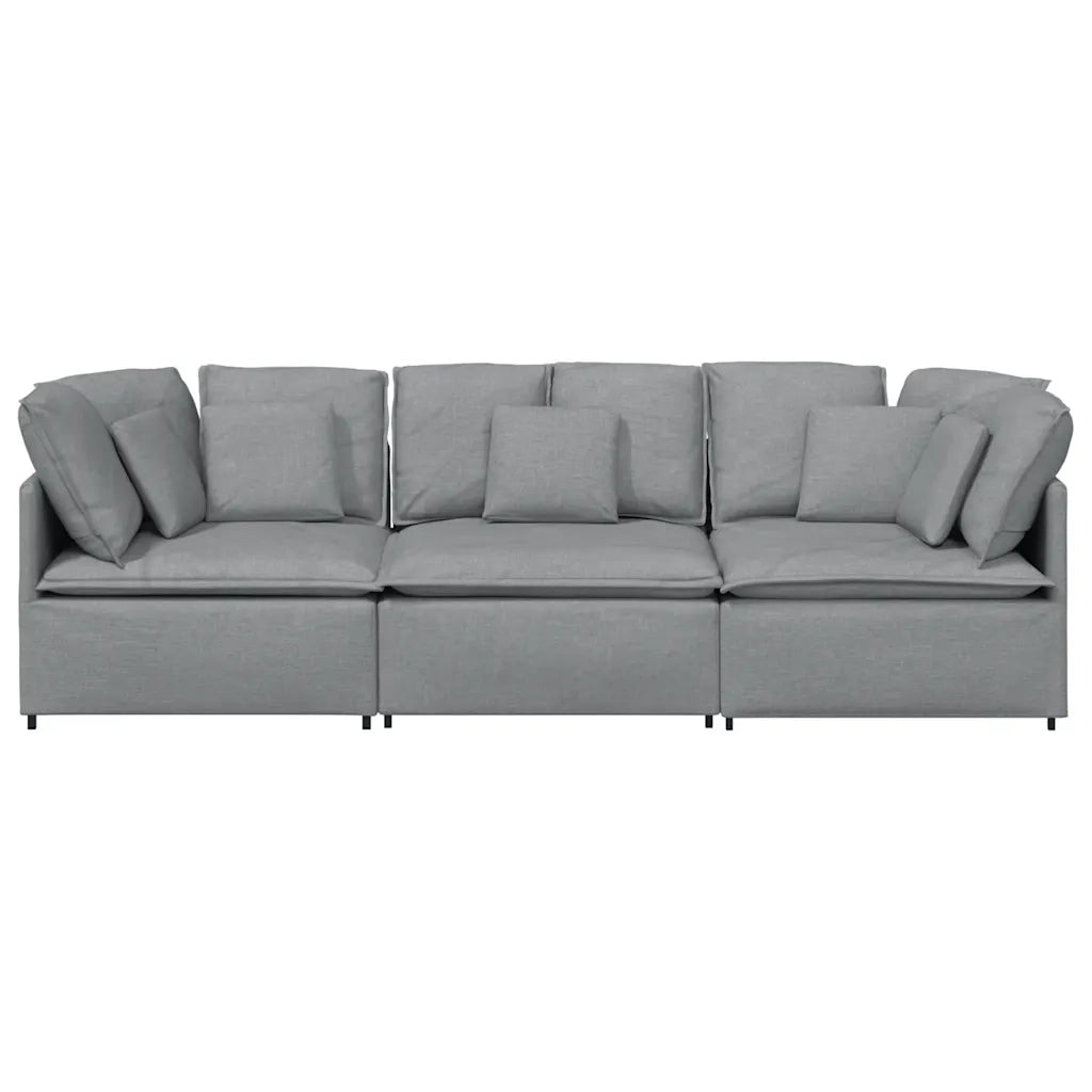 Divano Modulare con Cuscini in Tessuto Grigio Chiaro 3321267