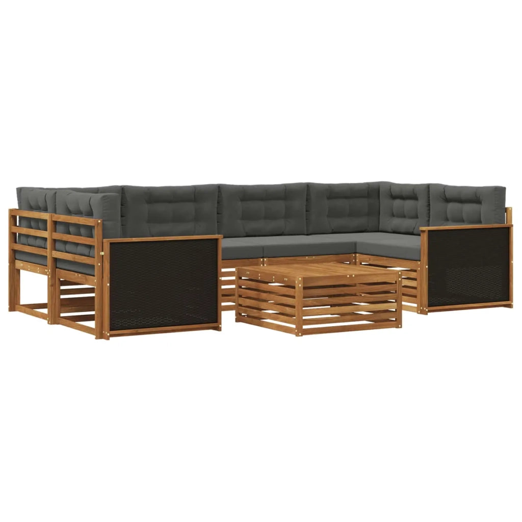 Set di divani da esterno 7 pcs Naturale e Antracite Poliestere