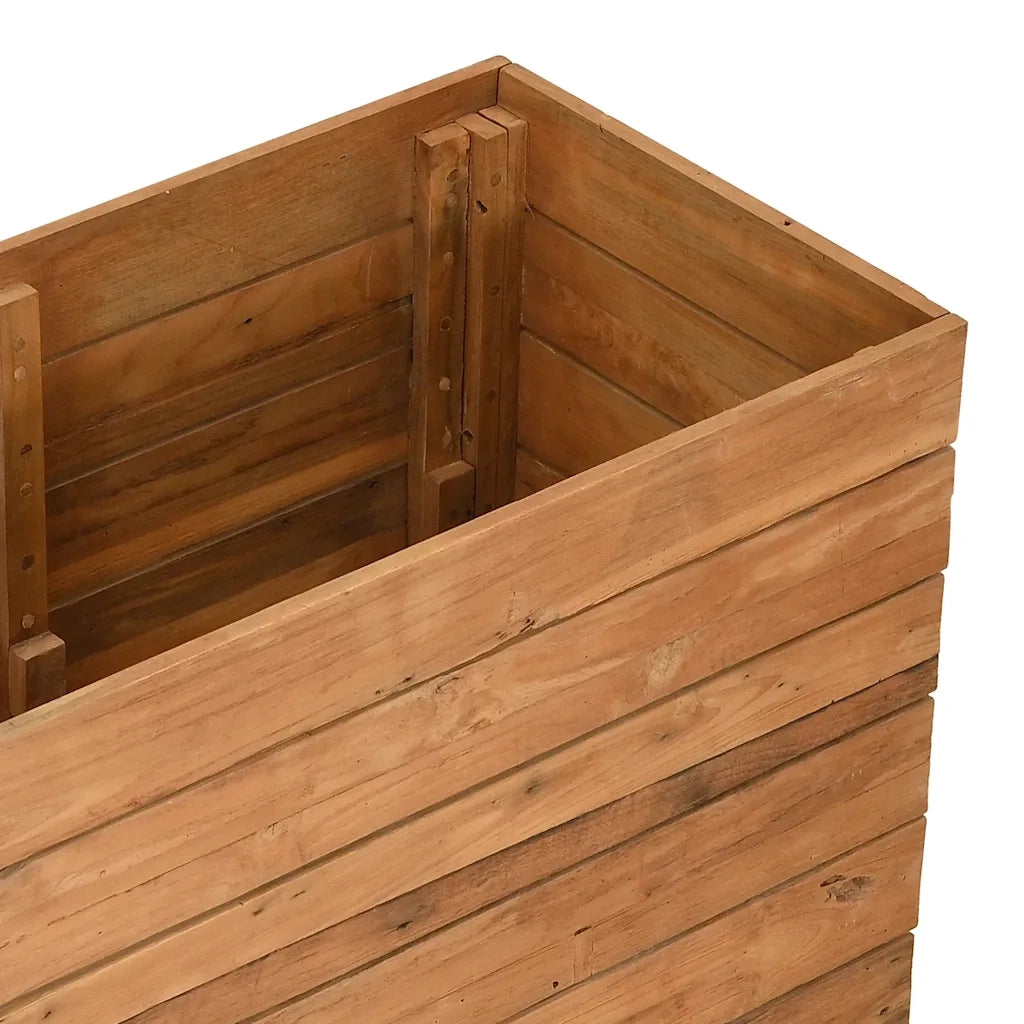 Fioriere | Cassetta per fiori | Letto Rialzato 150x40x72 cm Legno di Teak di Recupero e Acciaio
