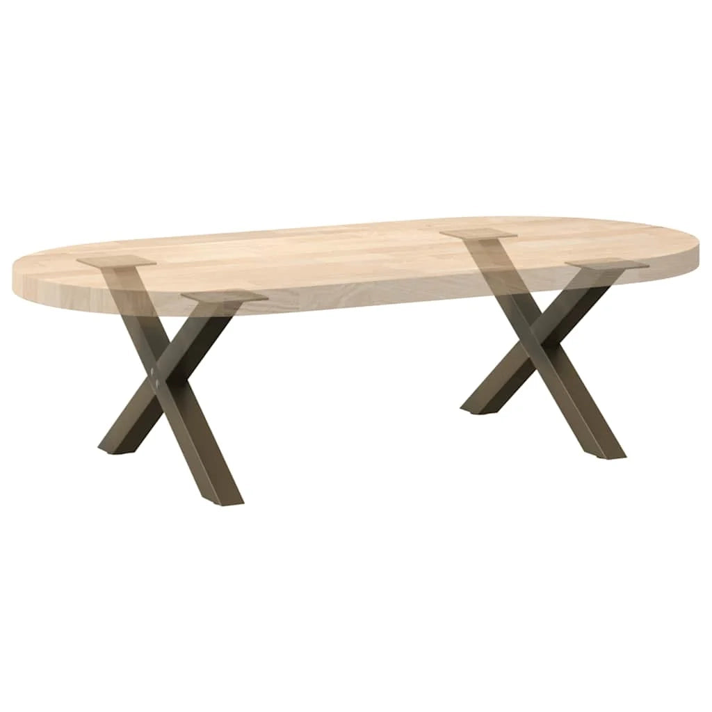 Set di 2 gambe regolabili per tavolino a forma di X 50 x 30 cm in acciaio naturale 02_0057154