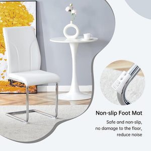 Set 2 sedie da pranzo - Xylo - PU bianco gambe argento