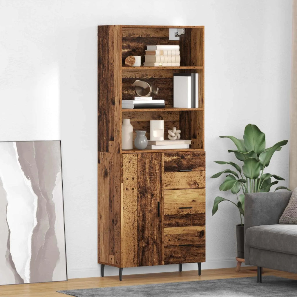 Credenza con cassetto 2 pz | Madia | Buffet da pranzo | Armadio da pranzo Legno vecchio Legno multistrato