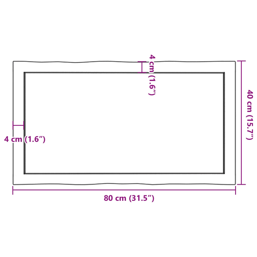 Piano Tavolo Marrone Chiaro 80x40x(2-4) cm Rovere Non Trattato 363939