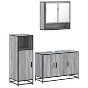 Set Mobili da Bagno | Armadio da bagno 3 pz Grigio Sonoma in Legno Multistrato