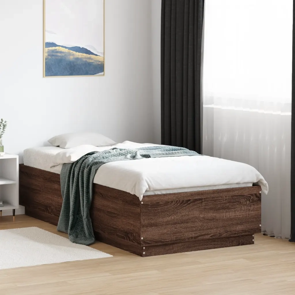 Giroletto-Struttura Letto Rovere Marrone 90x190 cm in Legno Multistrato 985761