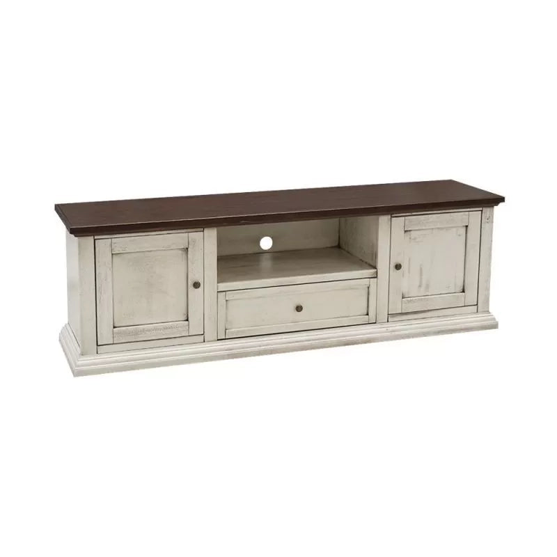 Porta tv 2 ante legno shabby bianco anticato noce 160x46x56 - Mobili 2G