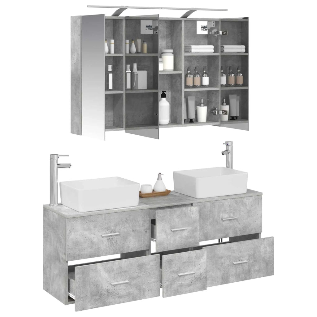 Set di mobili per il bagno 4 pcs Grigio Cemento 3406858