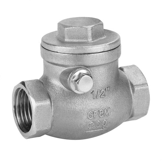 Valvola di ritorno in acciaio inossidabile - DN15 1/2" - Unico senso - Per acqua/olio/steam - Dimensioni 6x5 cm - Peso 188 g - Valvola di controllo