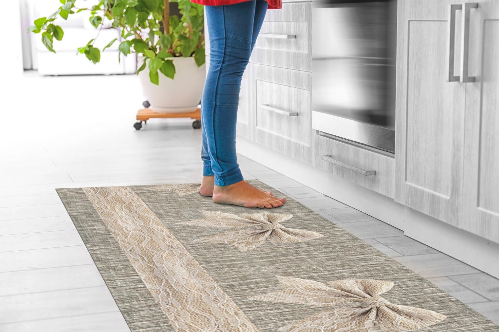 Tappeto passatoia fantasia made in Italy antiscivolo lavabile aderente FioccoBeige - 50x350 cm