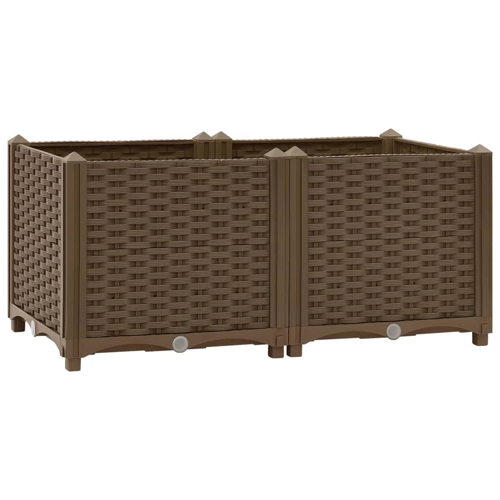 Fioriera rialzata per piante e fiori giardino 80 x 40 x 38 cm polipropilene marrone 02_0000946