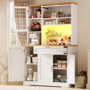 ARMADIO Vetrina con LED 104x40x180 cm MDF Bianco per Cucina e Soggiorno