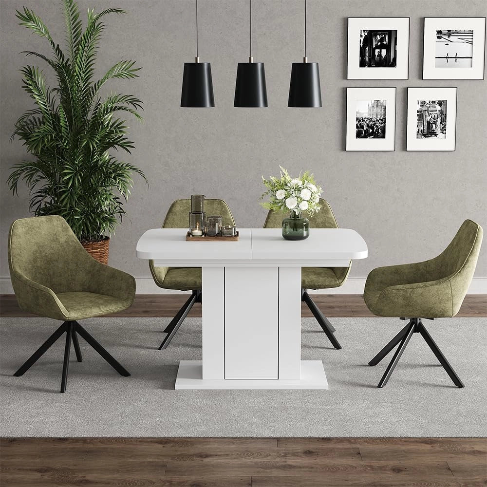 tavolo da pranzo allungabile Fenaro, Bianco, 120 x 80 cm, allungabile con estrazione sincronizzata per lunghezza tavolo variabile